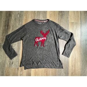 Royce Brand Christmas Reindeer Top Mens XL Gray Long Sleeve Chenille Pullover